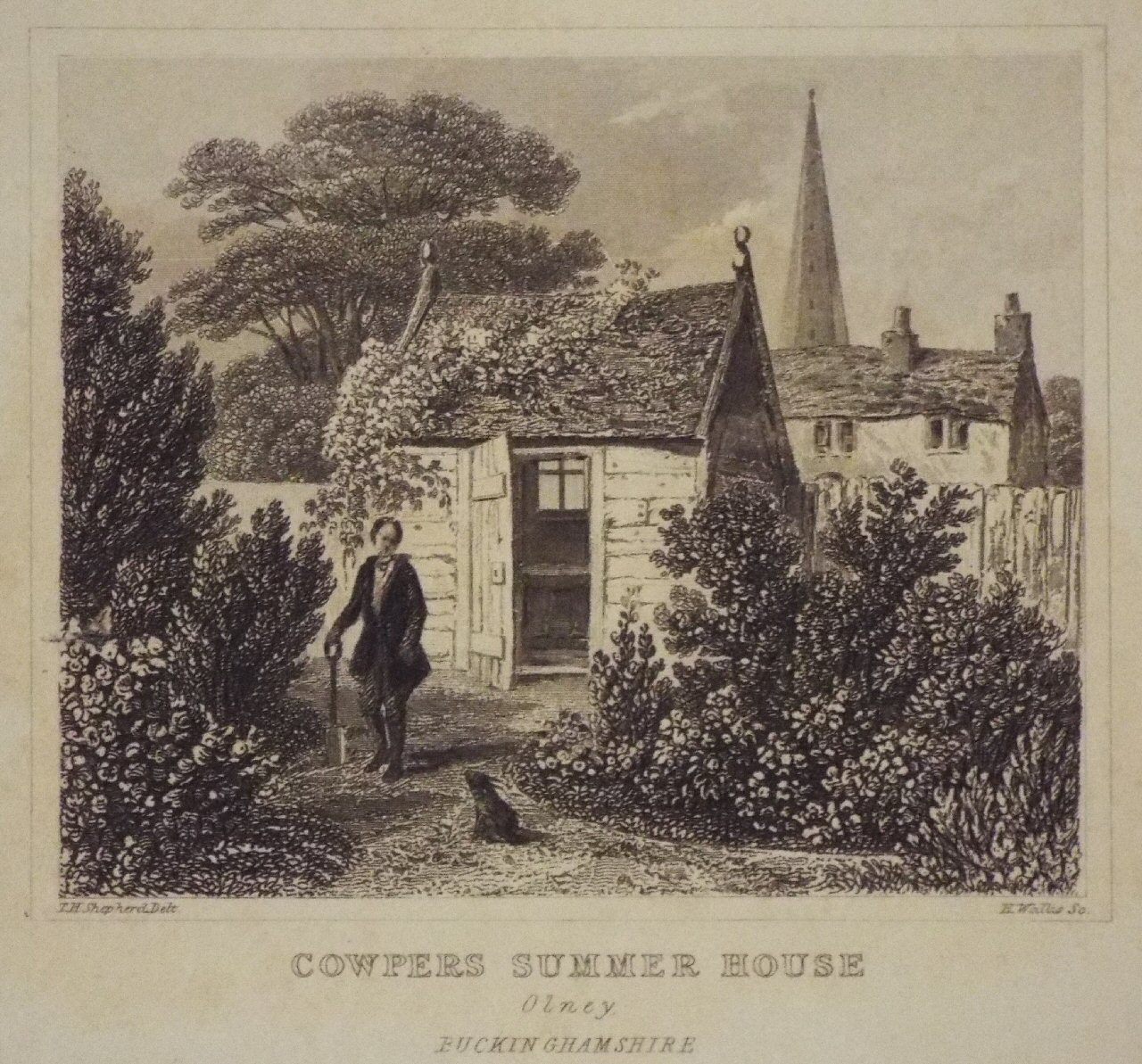 Print - Cowpers Summer House Olney, Buckinghamshire. - Wallis